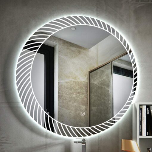 Besty Round LED Bathroom Mirror – 80cm White Circa with Defogger