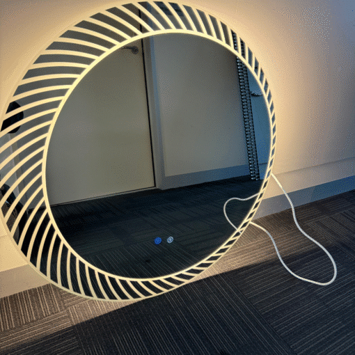 Besty Round LED Bathroom Mirror – 80cm White Circa with Defogger