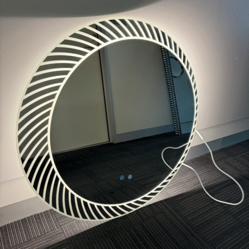 Besty Round LED Bathroom Mirror – 80cm White Circa with Defogger
