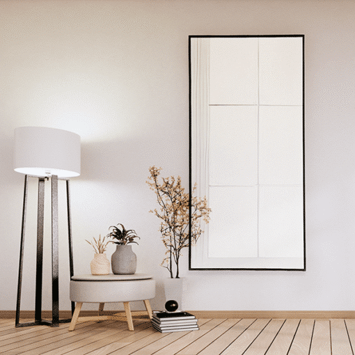 Black Framed Rectangular Full-Length Wall Mirror