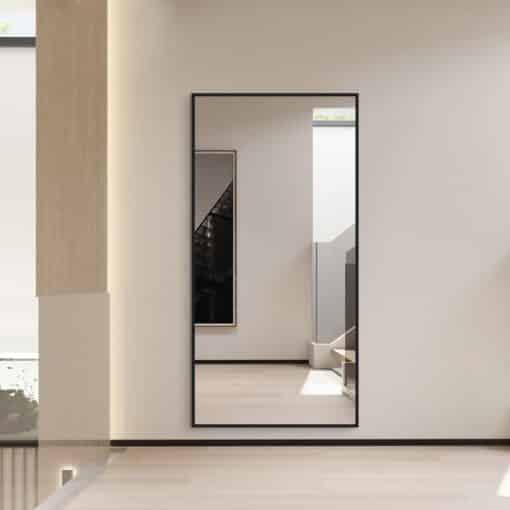 Black Framed Rectangular Full-Length Wall Mirror