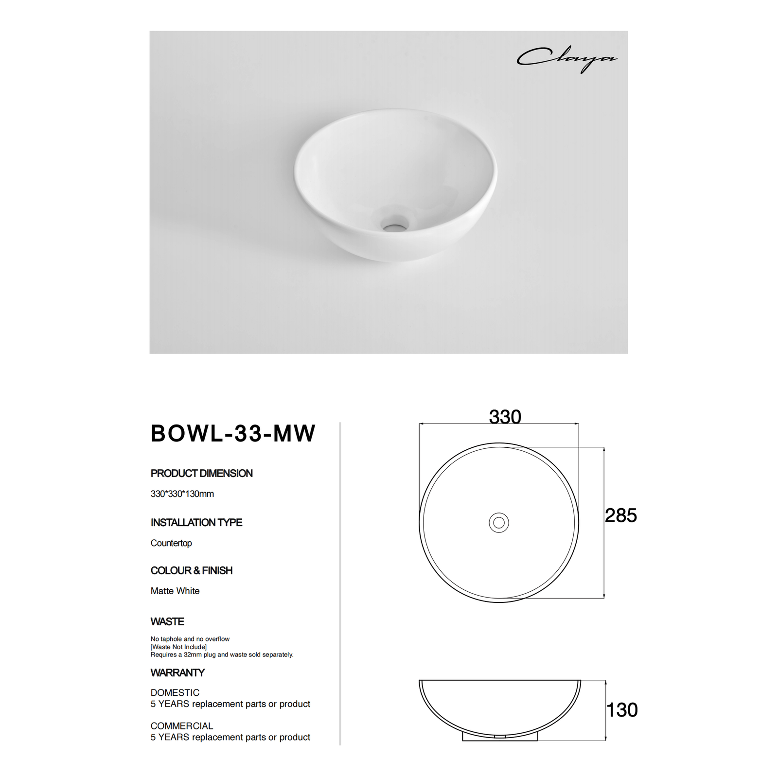 Bowl-33-MW at Blue Bathware