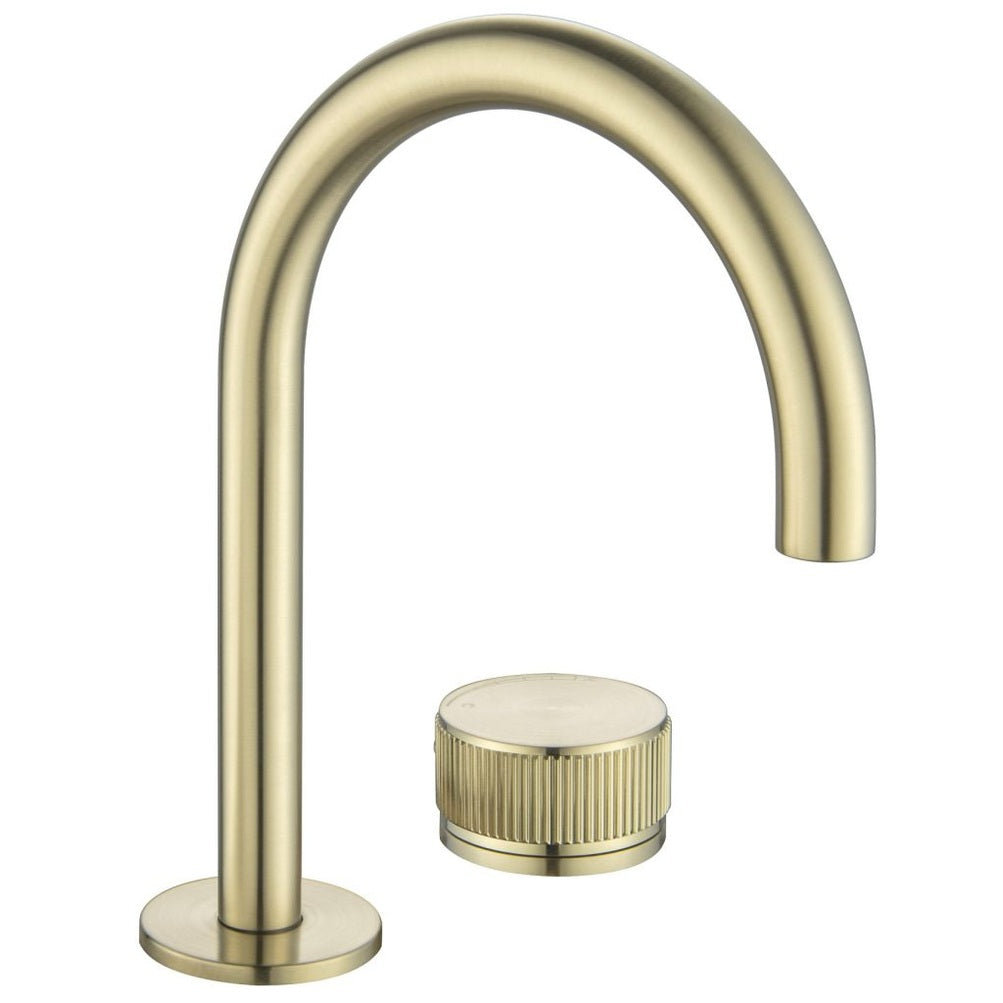 Mica Fluted Gooseneck Hob Basin Mixer Set