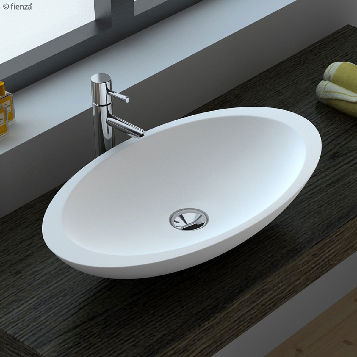 Bahama Solid Surface Above Counter Basin, Matte White