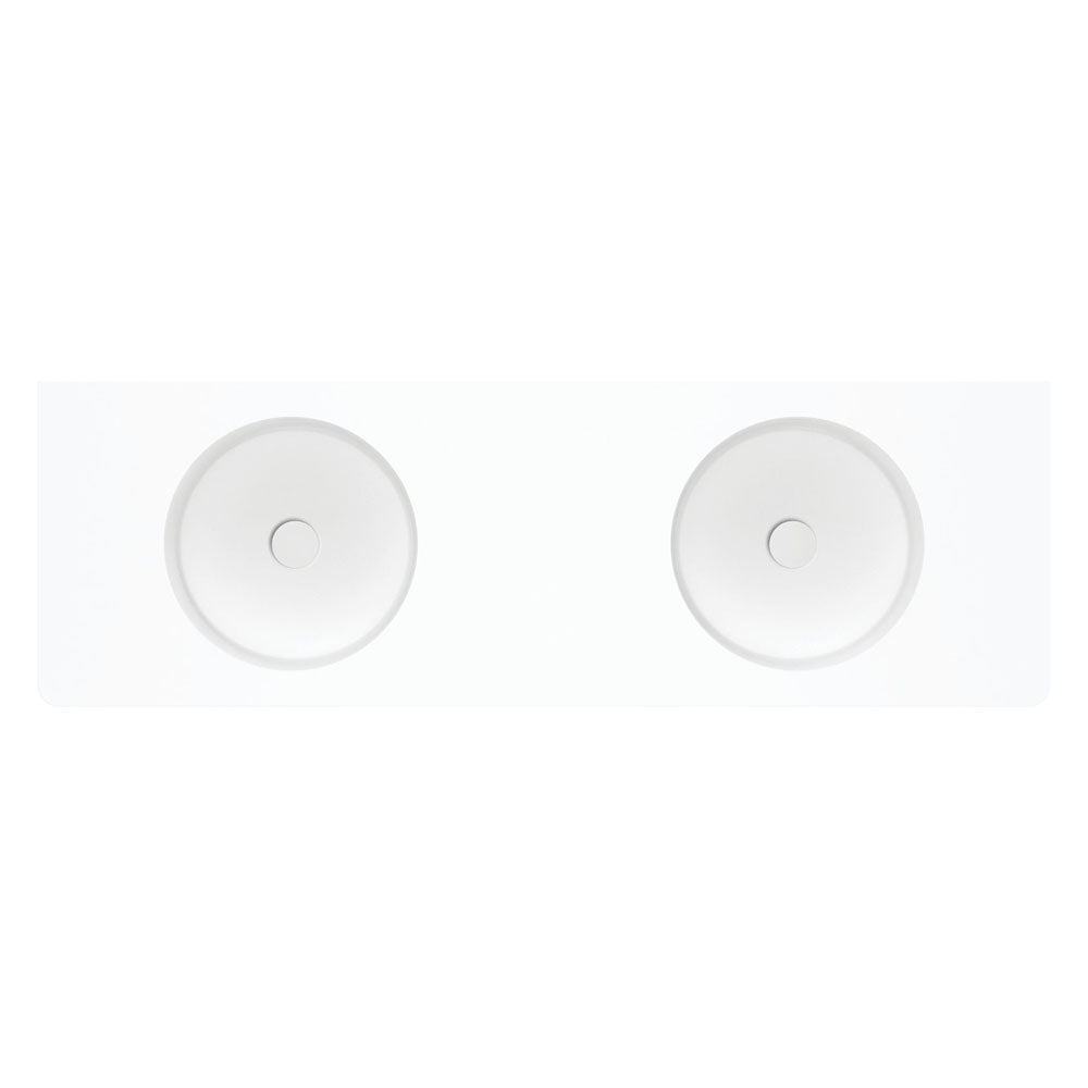 Encanto 1400 Solid Surface Wall Basin, Double Bowl, No Tap Hole