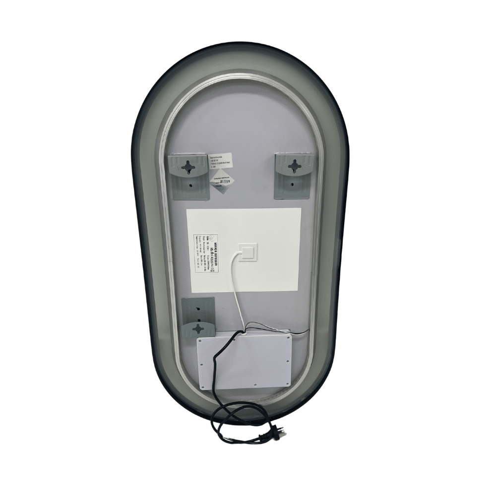 Black Oval LED Bathroom 100cm x 50cm Frosted Edge Defogger Dimmable Vanity Wall Mirror
