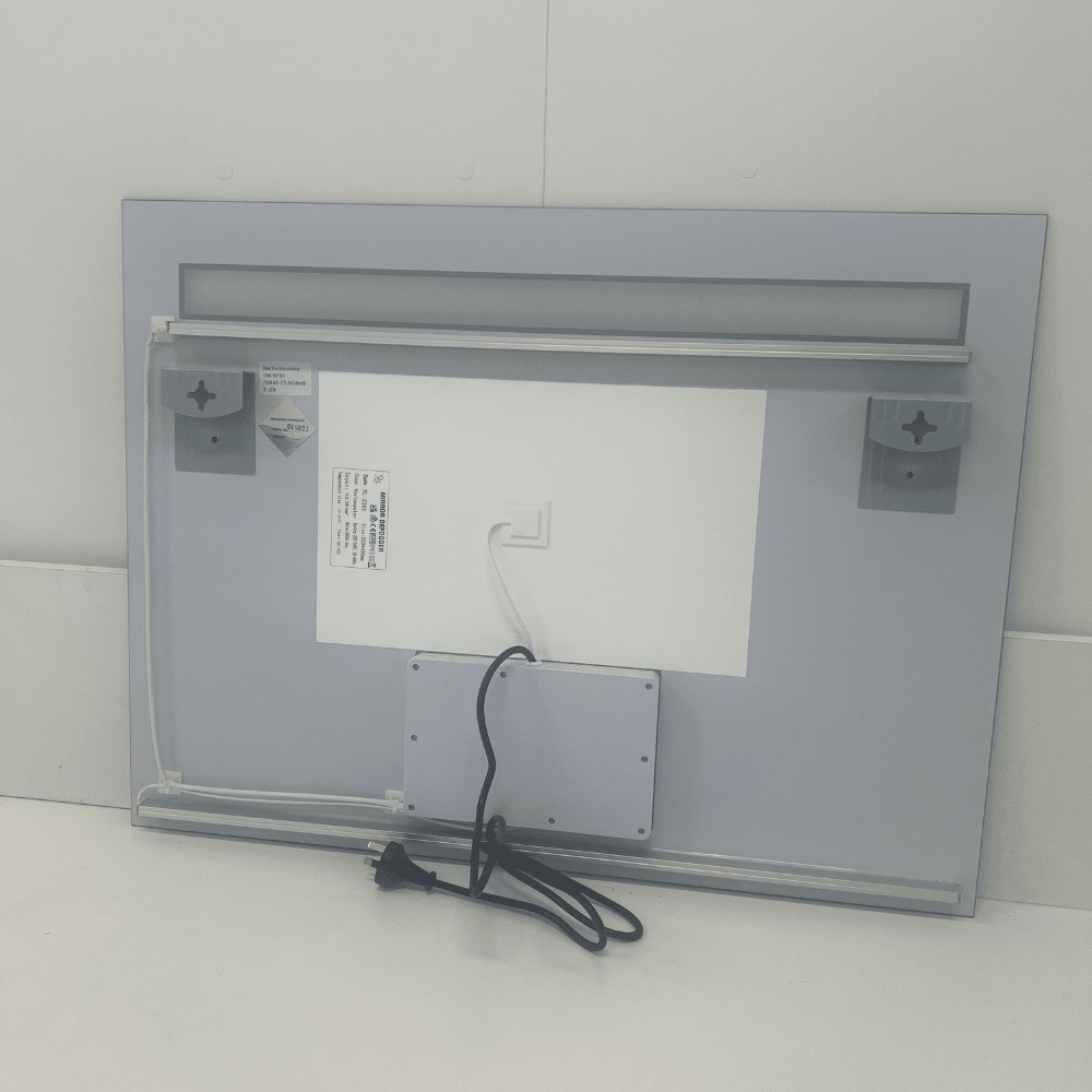Rectangular LED Bathroom Mirror 60cm x 80cm Frameless Frosted Frontlit Top Strip