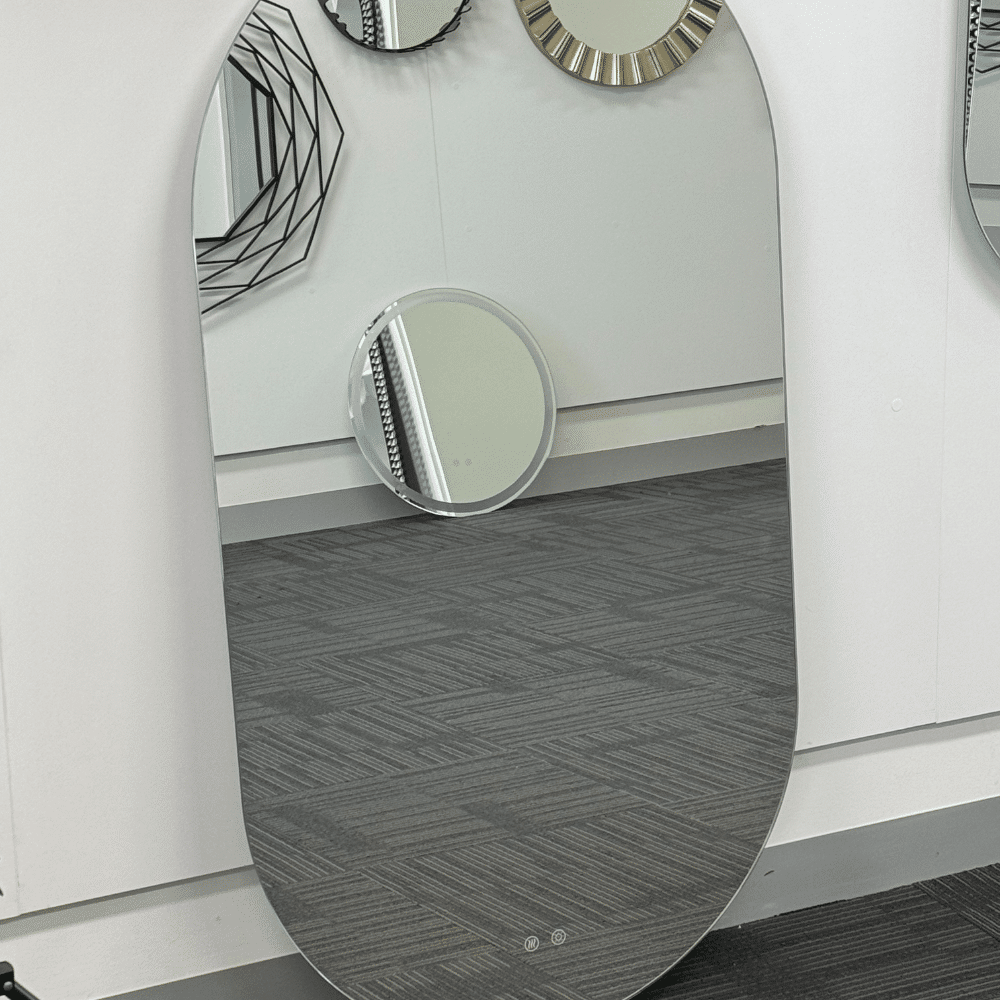 Oval LED Mirror 90cm x 45cm Frameless Backlit Defogger Dimmable