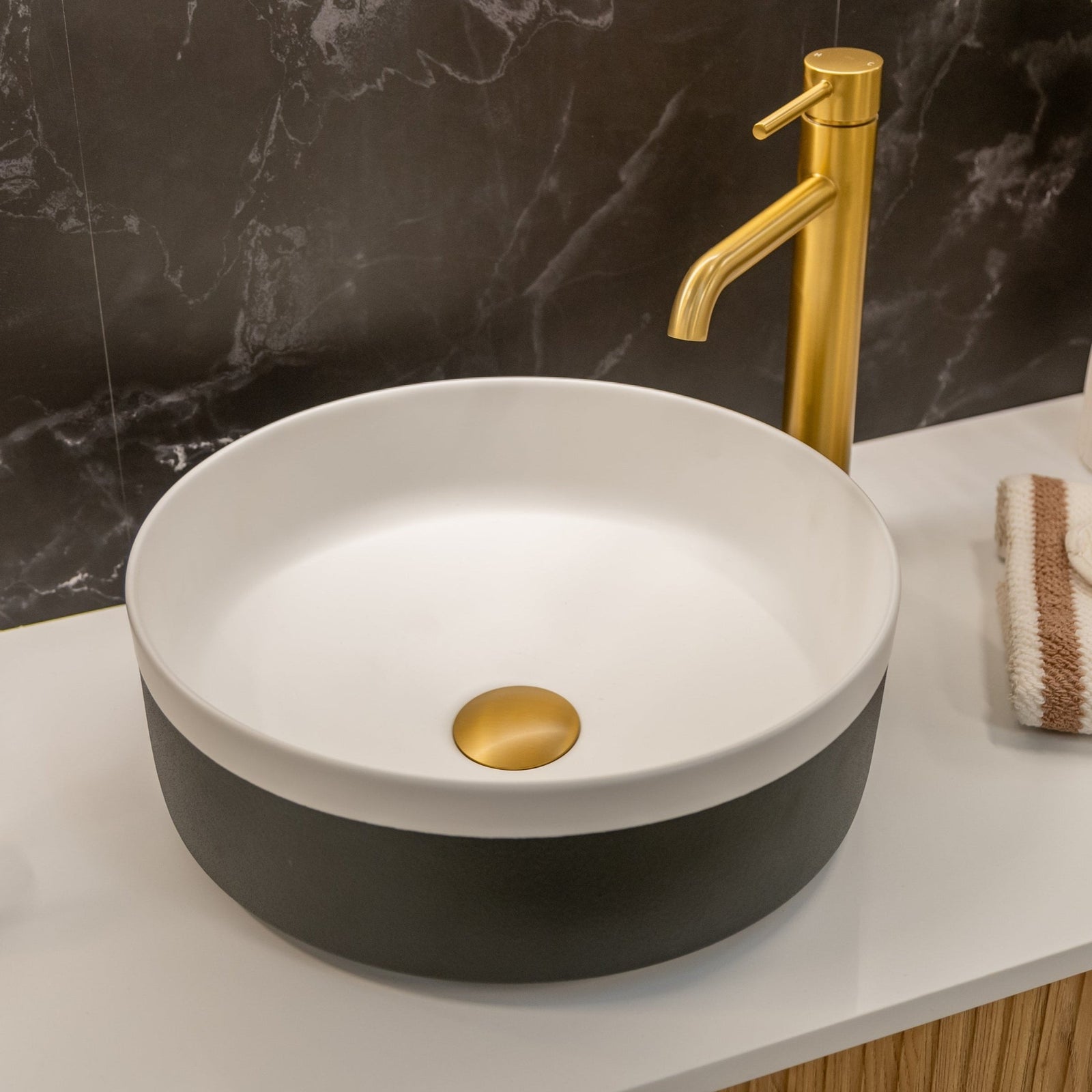 Colour Plus-37 Round Above-Counter Basin – Matte White Finish at Blue Bathware