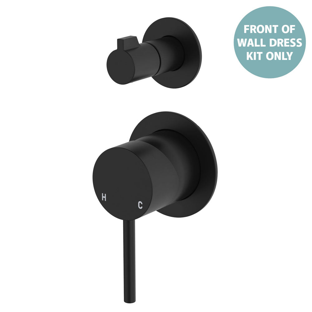 Kaya Wall Diverter Mixer Dress Kit, Small Round Plates - Matte Black