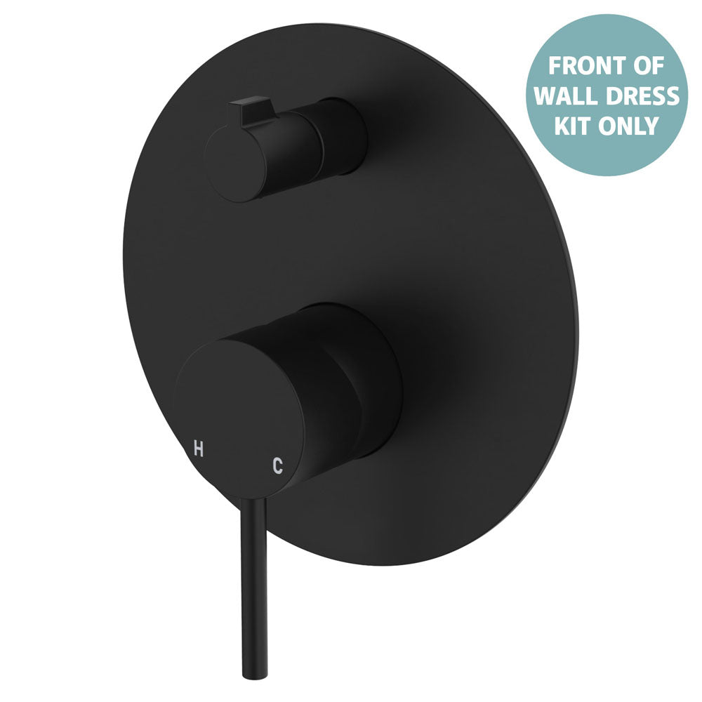 Kaya Wall Diverter Mixer Dress Kit, Large Round Plate - Matte Black