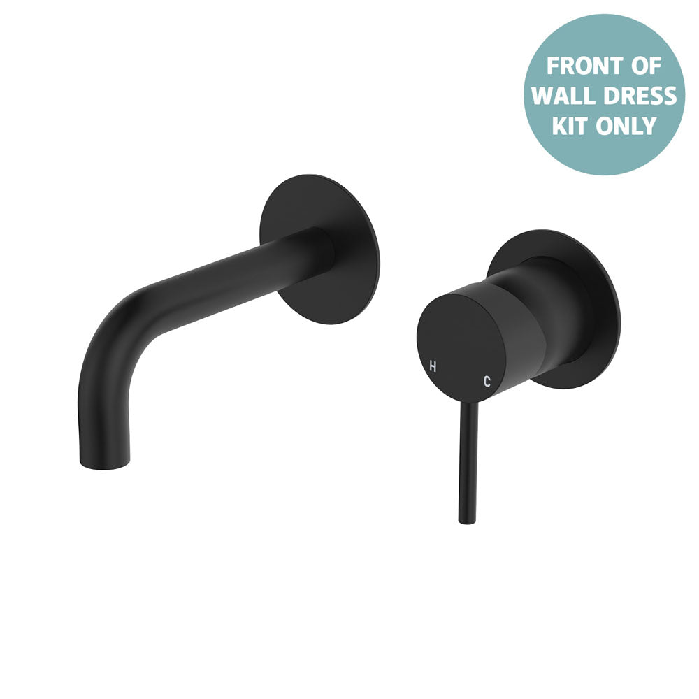 Kaya Basin/Bath Wall Mixer Dress Kit, Round Plates, 130mm Outlet - Matte Black