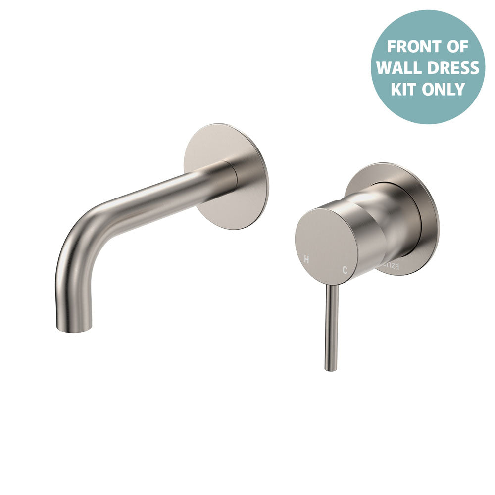 Kaya Basin/Bath Wall Mixer Dress Kit, Round Plates, 130mm Outlet - Brushed Nickel