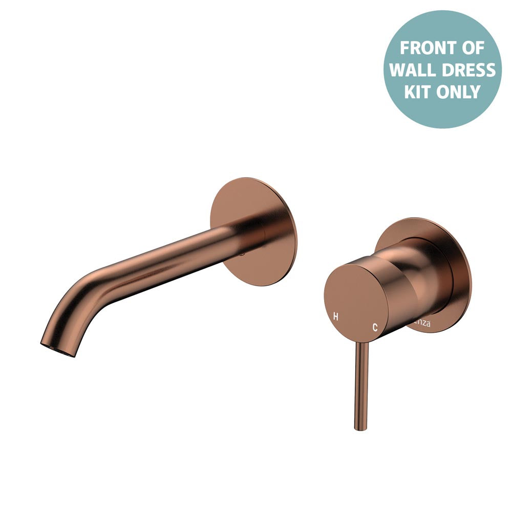 Kaya Basin/Bath Wall Mixer Dress Kit, Round Plates, 160mm Outlet - Brushed Copper