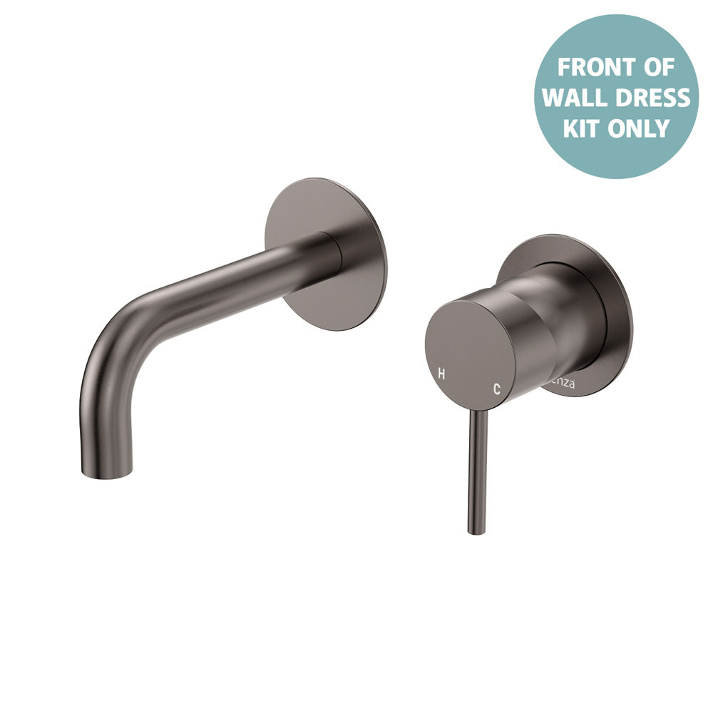 Kaya Basin/Bath Wall Mixer Dress Kit, Round Plates, 130mm Outlet - Gun Metal