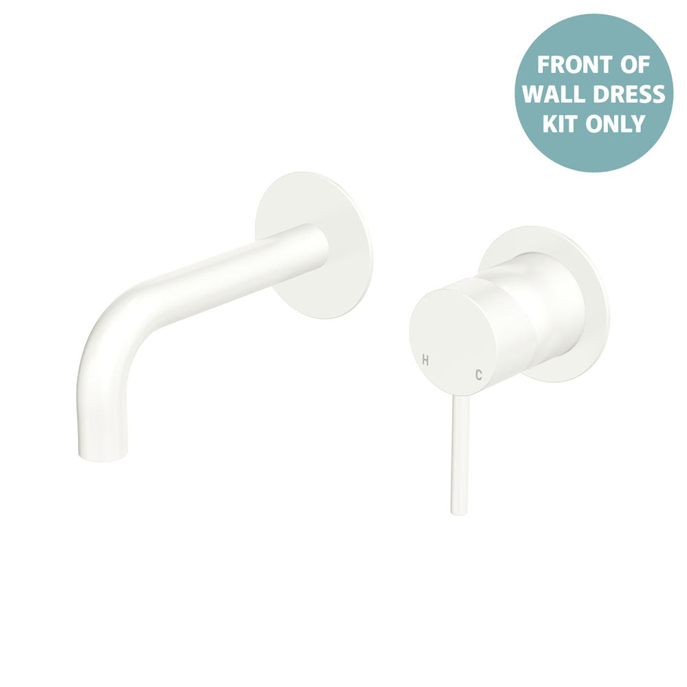 Kaya Basin/Bath Wall Mixer Dress Kit, Round Plates, 130mm Outlet - Matte White