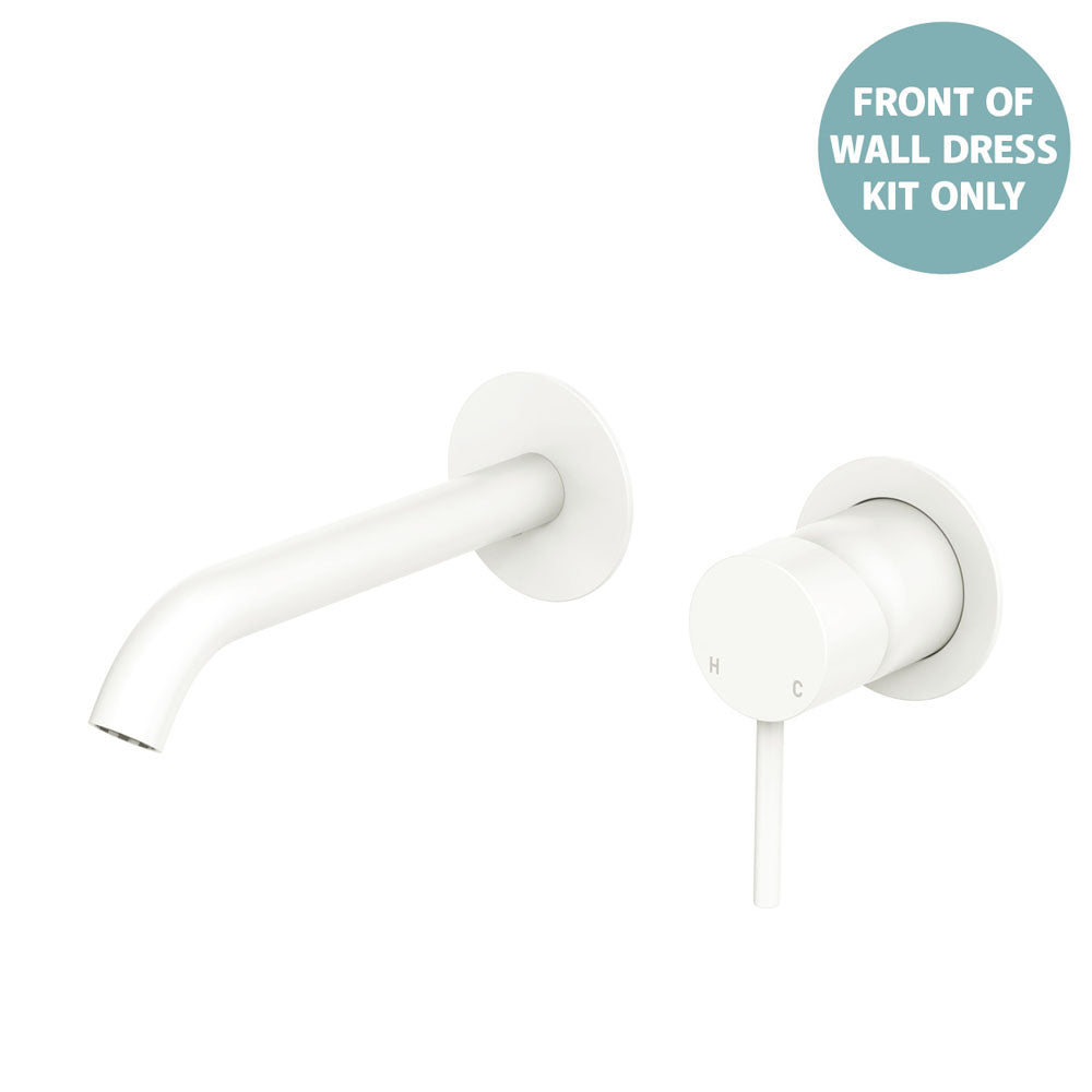 Kaya Basin/Bath Wall Mixer Dress Kit, Round Plates, 160mm Outlet - Matte White