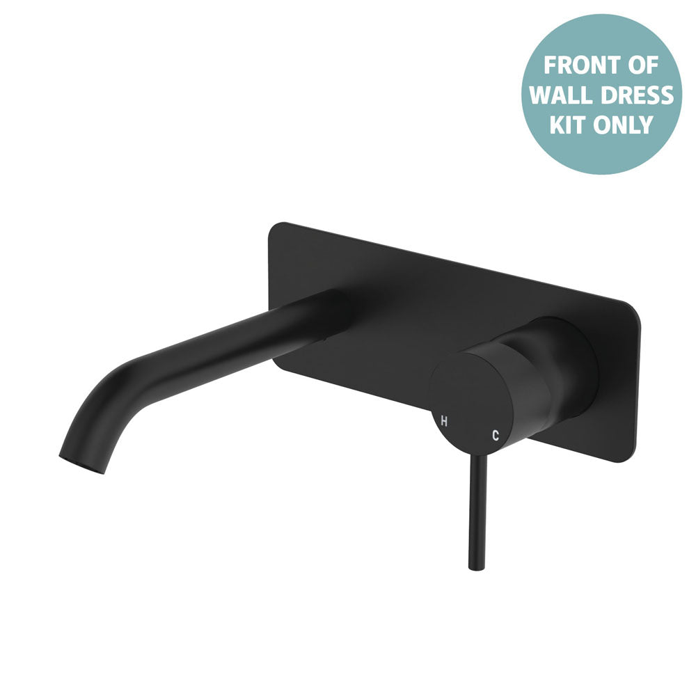 Kaya Basin/Bath Wall Mixer Dress Kit, Rectangular Plate, 160mm Outlet - Matte Black