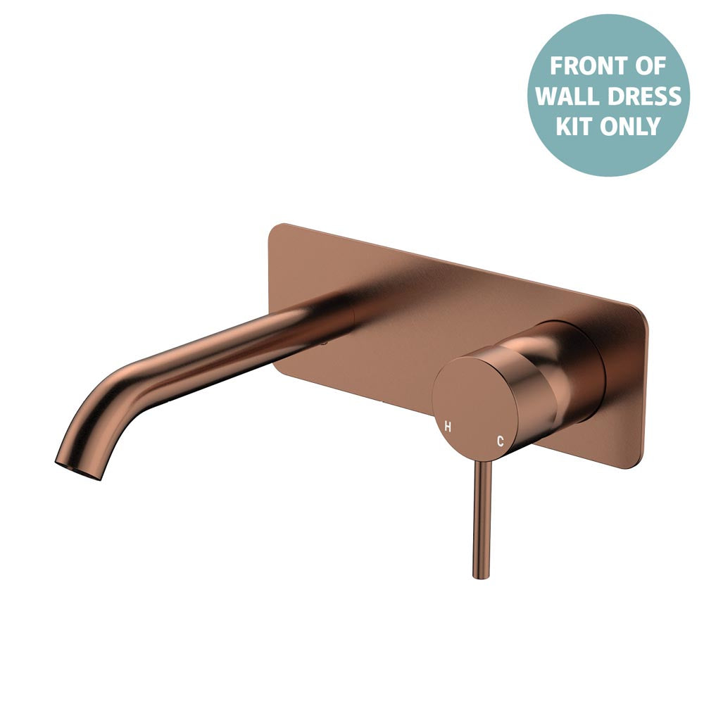 Kaya Basin/Bath Wall Mixer Dress Kit, Rectangular Plate, 160mm Outlet - Brushed Copper