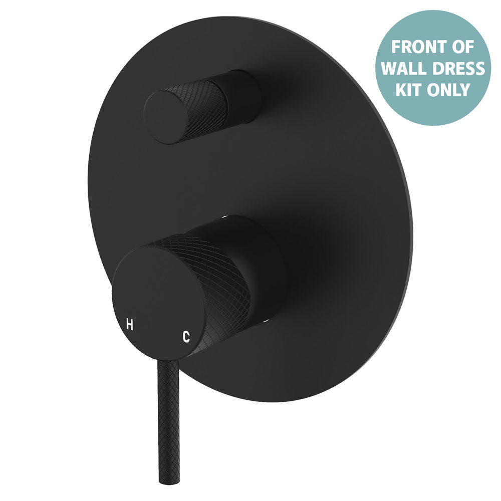 Axle Wall Diverter Mixer Dress Kit, Large Round Plate - Matte Black