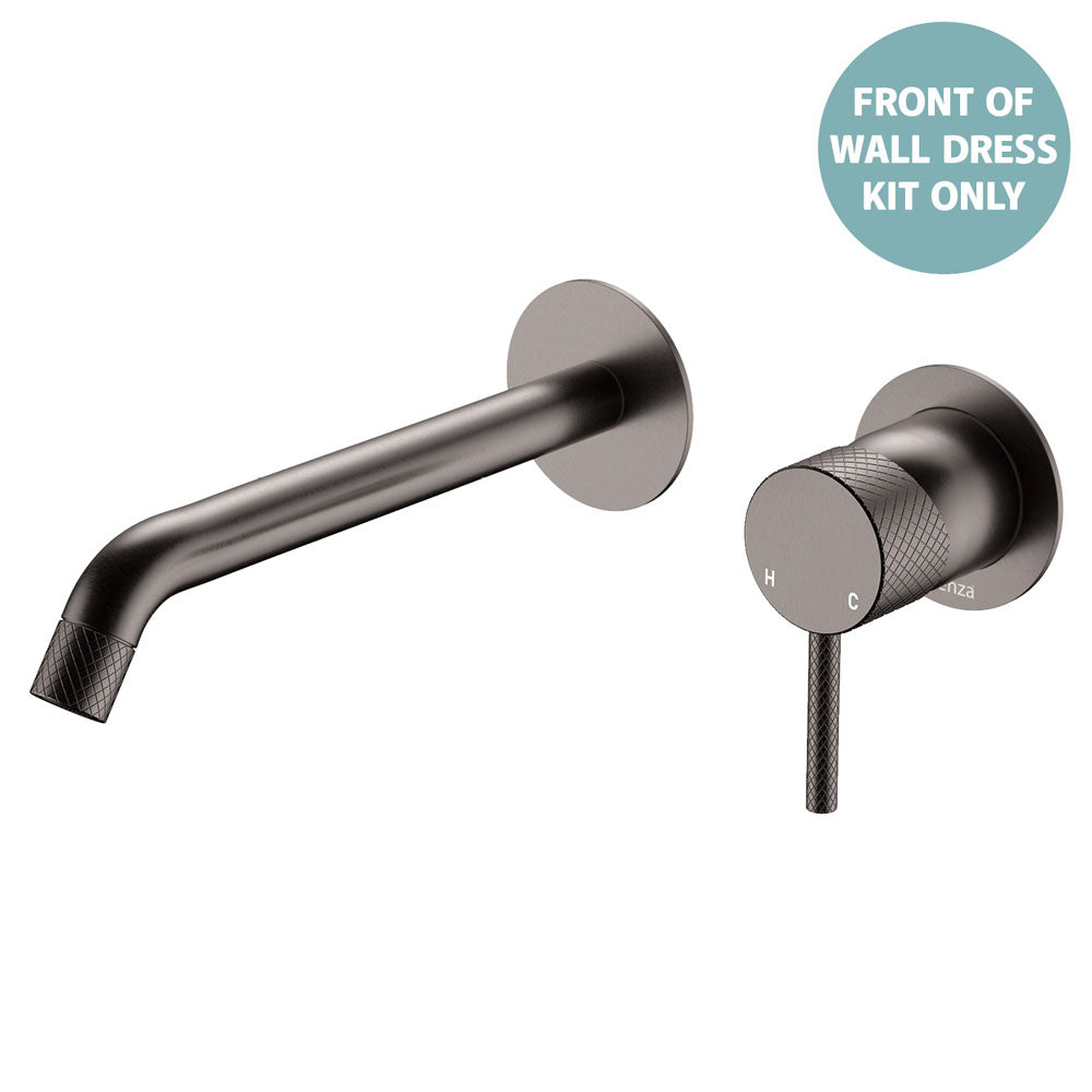 Axle Wall Basin/Bath Mixer Dress Kit Round Plates, 200mm Outlet - Gun Metal