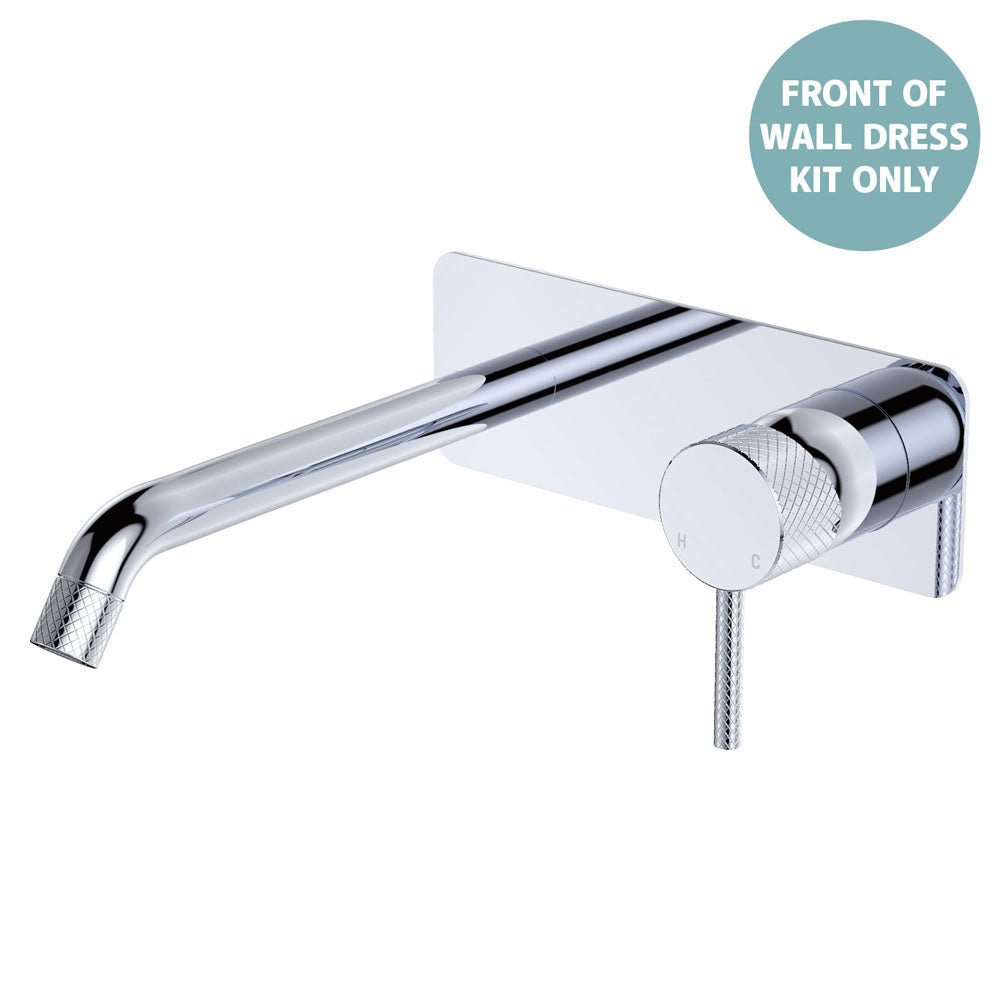 Axle Wall Basin/Bath Mixer Dress Kit, Rectangular Plate, 200mm Outlet - Chrome