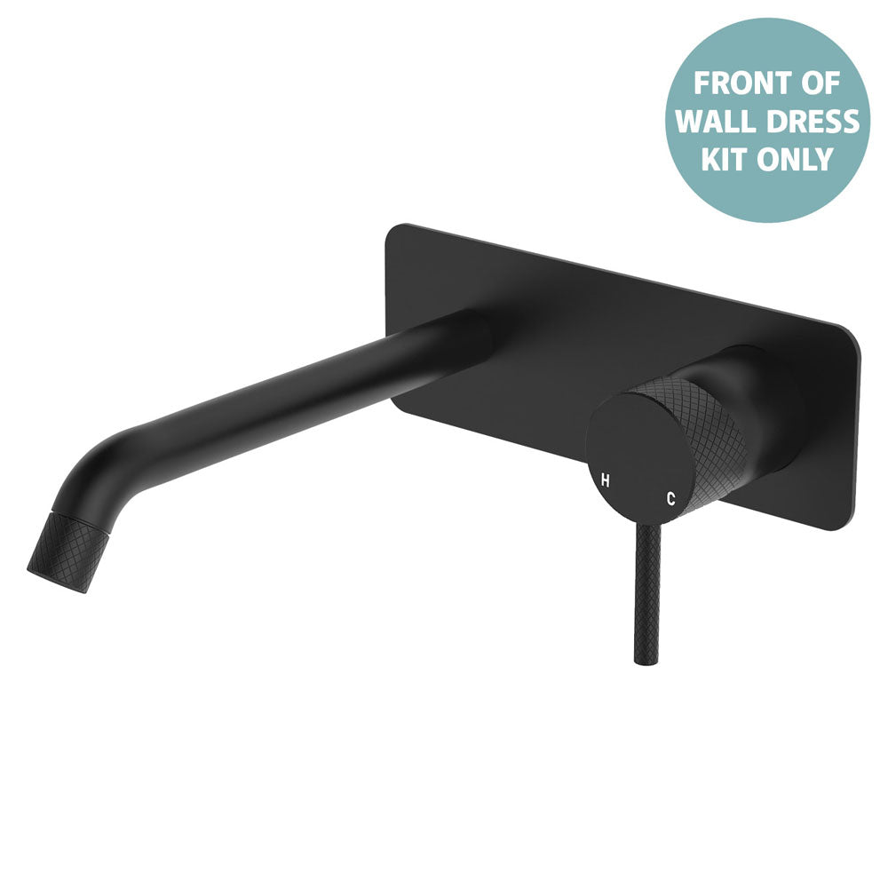 Axle Wall Basin/Bath Mixer Dress Kit, Rectangular Plate, 200mm Outlet - Matte Black