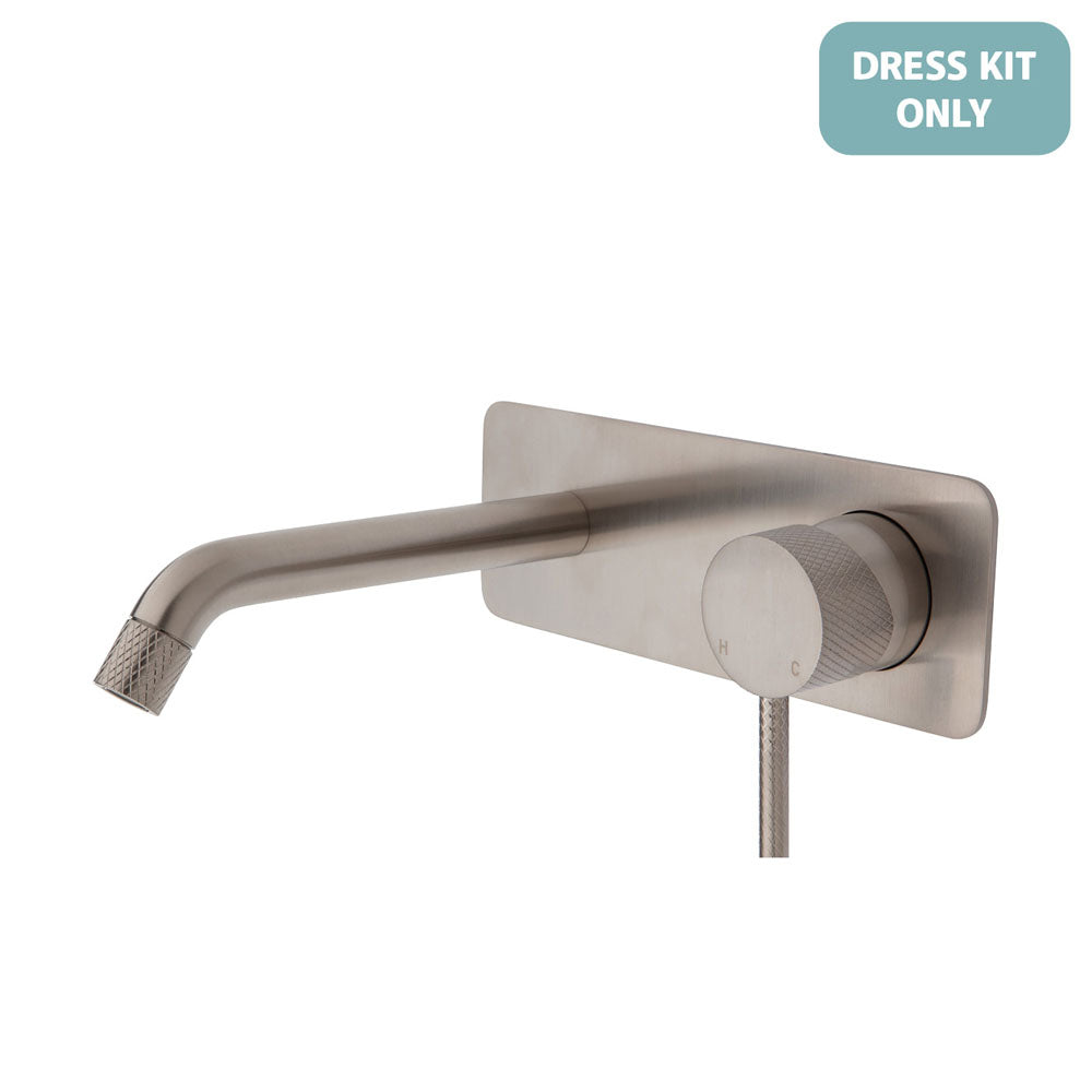 Axle Wall Basin/Bath Mixer Dress Kit, Rectangular Plate, 160mm Outlet - Brushed Nickel