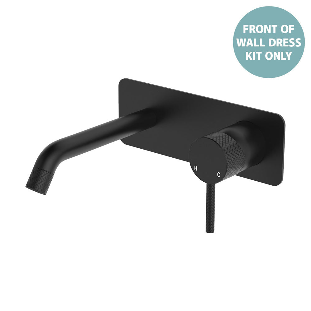 Axle Wall Basin/Bath Mixer Dress Kit, Rectangular Plate, 160mm Outlet - Matte Black