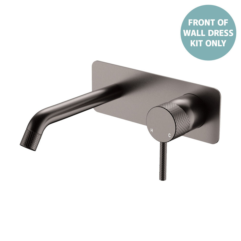 Axle Wall Basin/Bath Mixer Dress Kit, Rectangular Plate, 160mm Outlet - Gun Metal