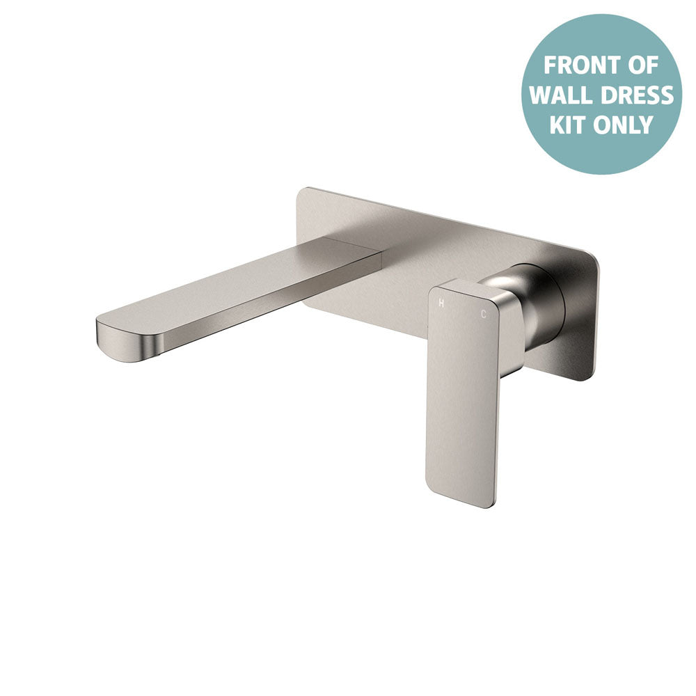 Tono Wall Basin/Bath Mixer Set Dress Kit, Rectangular Plate, 160mm Outlet - Brushed Nickel