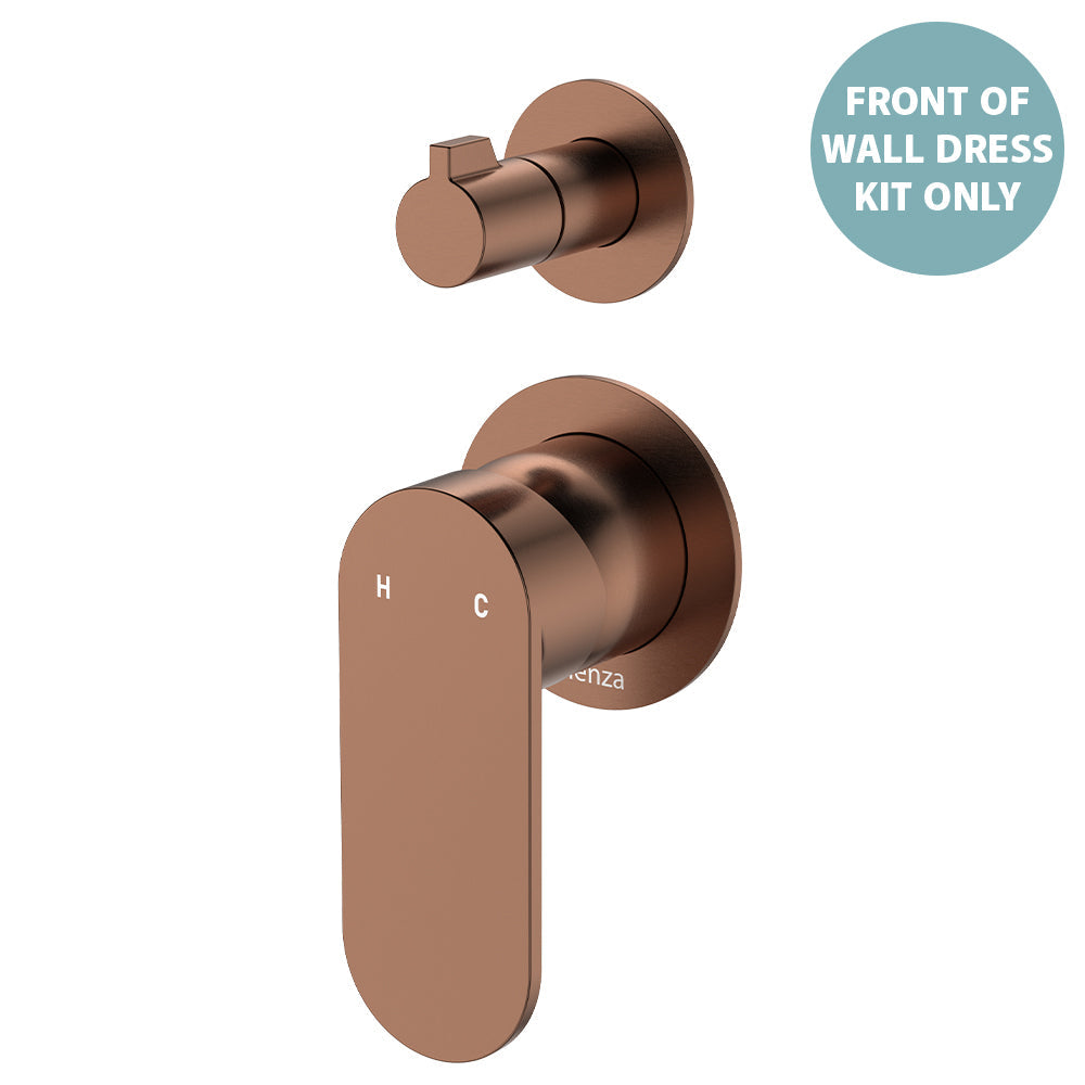 Empire Slim Wall Diverter Mixer Dress Kit, Small Round Plates, Vertical - Brushed Copper