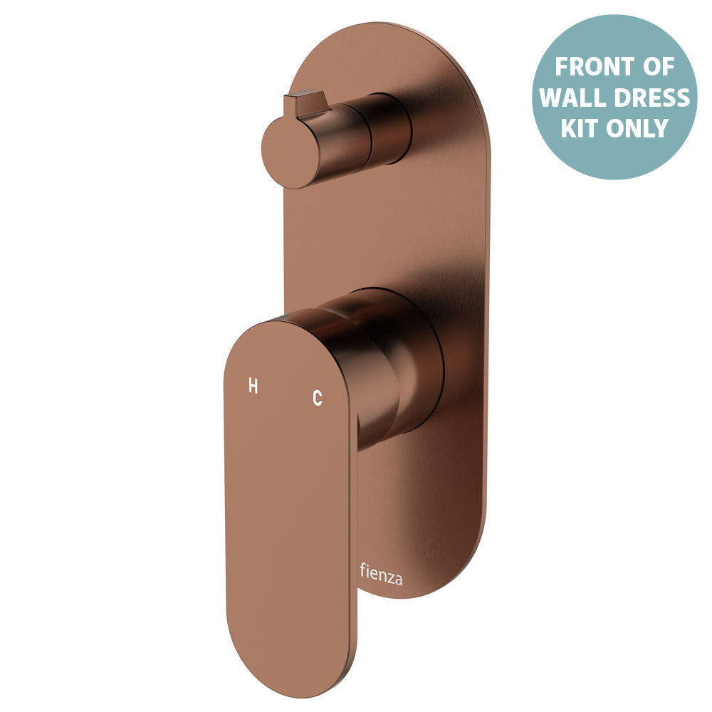 Empire Slim Wall Diverter Mixer Dress Kit, Large Oval Plate, Vertical - Brushed Copper