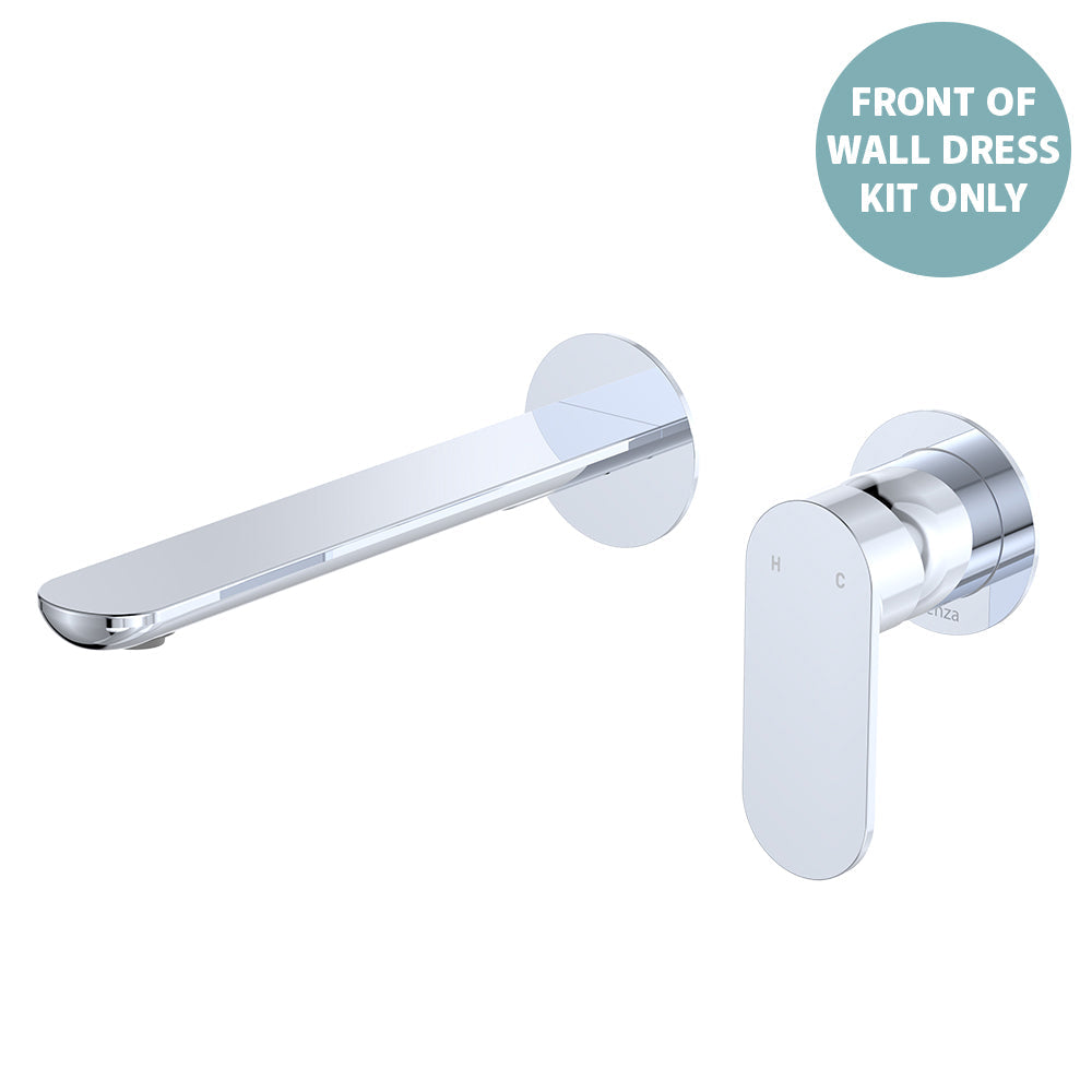 Empire Slim Basin/Bath Wall Mixer Set Dress Kit, Round Plates, 200mm Outlet - Chrome