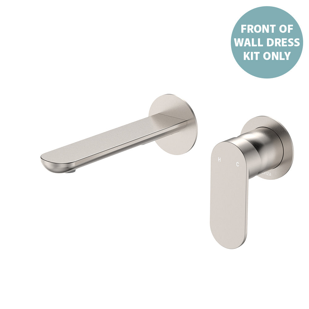 Empire Slim Basin/Bath Wall Mixer Set Dress Kit, Round Plates, 160mm Outlet - Brushed Nickel