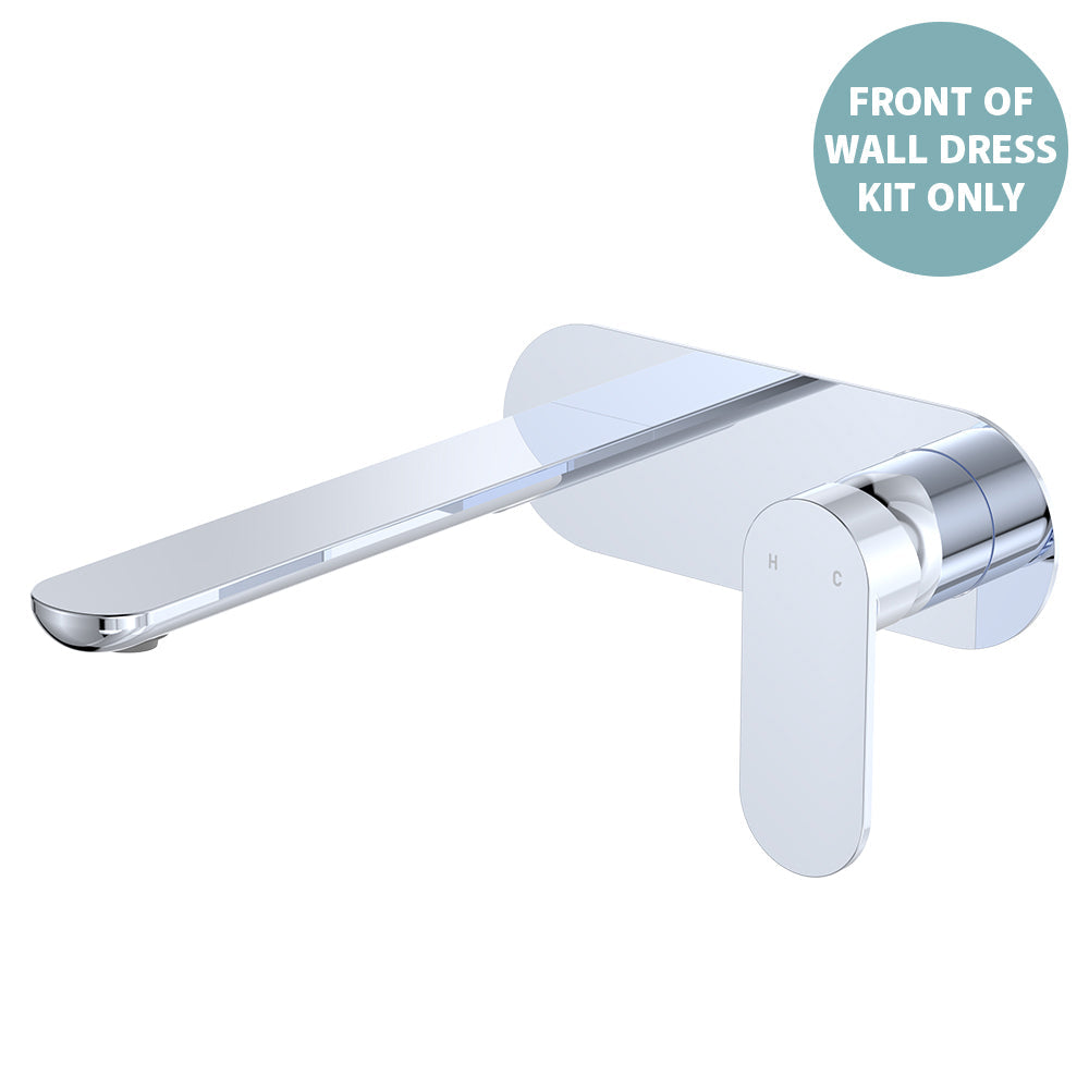 Empire Slim Basin/Bath Wall Mixer Set Dress Kit, Oval Plate, 200mm Outlet - Chrome