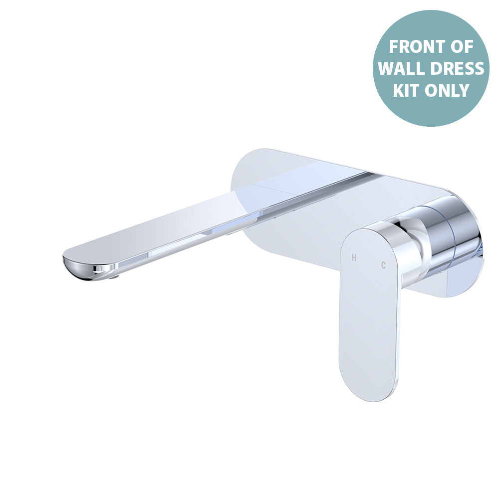Empire Slim Basin/Bath Wall Mixer Set Dress Kit, Oval Plate, 160mm Outlet - Chrome