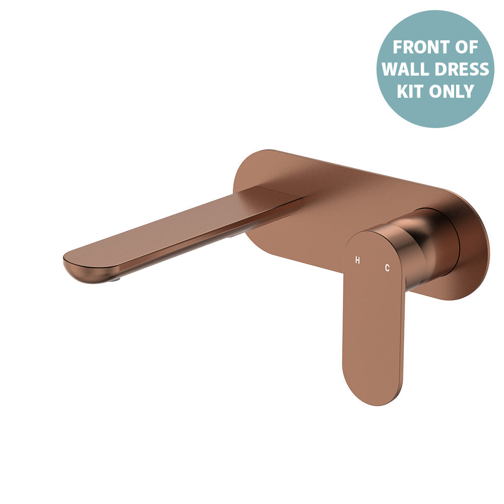 Empire Slim Basin/Bath Wall Mixer Set Dress Kit, Oval Plate, 160mm Outlet - Brushed Copper