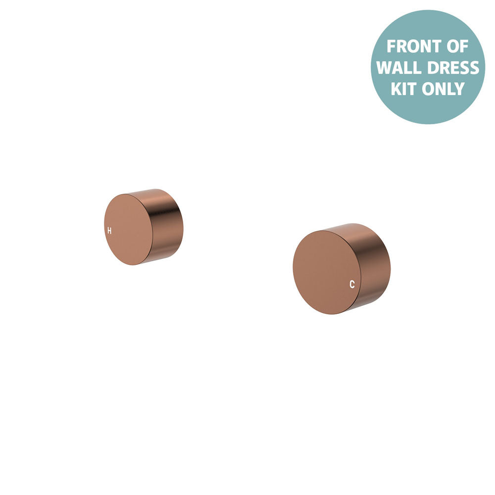 Kaya Round Wall Taps, Dress Kit, Brushed Copper