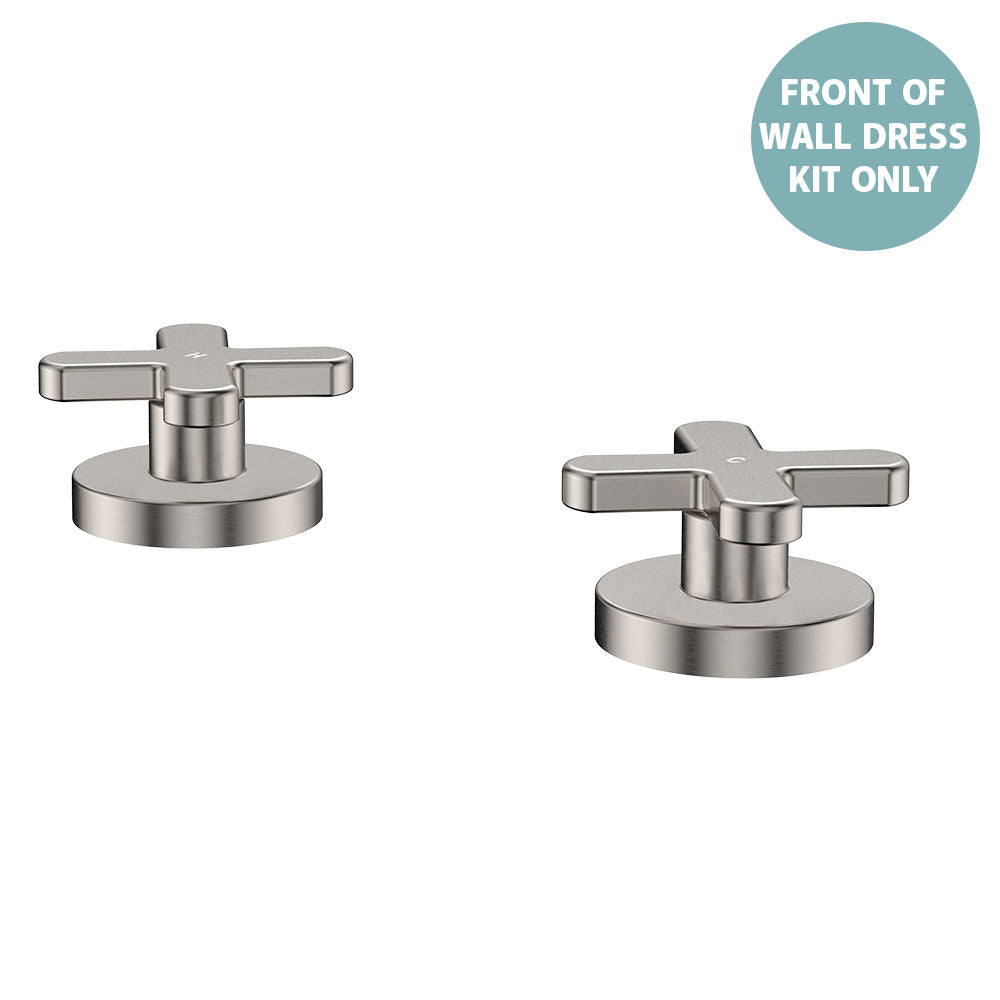 Kaya Hob Set Dress Kit, Cross Taps - Brushed Nickel
