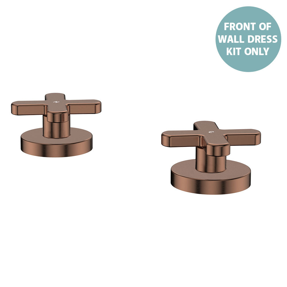 Kaya Hob Set Dress Kit, Cross Taps - Brushed Copper