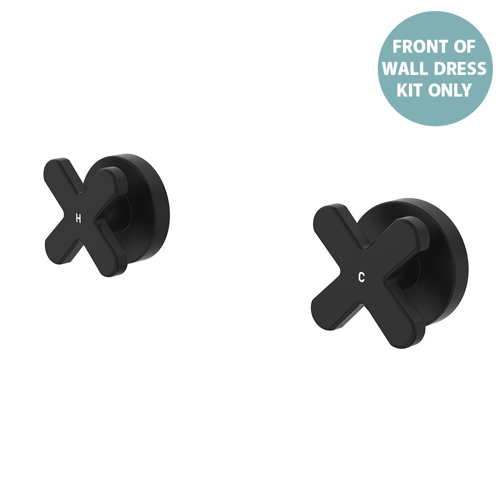 Kaya Wall Set Dress Kit, Cross Taps - Matte Black