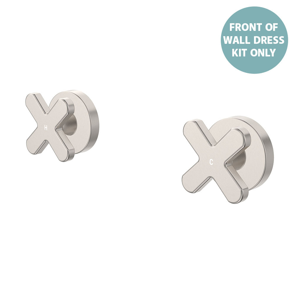 Kaya Wall Set Dress Kit, Cross Taps - Brushed Nickel