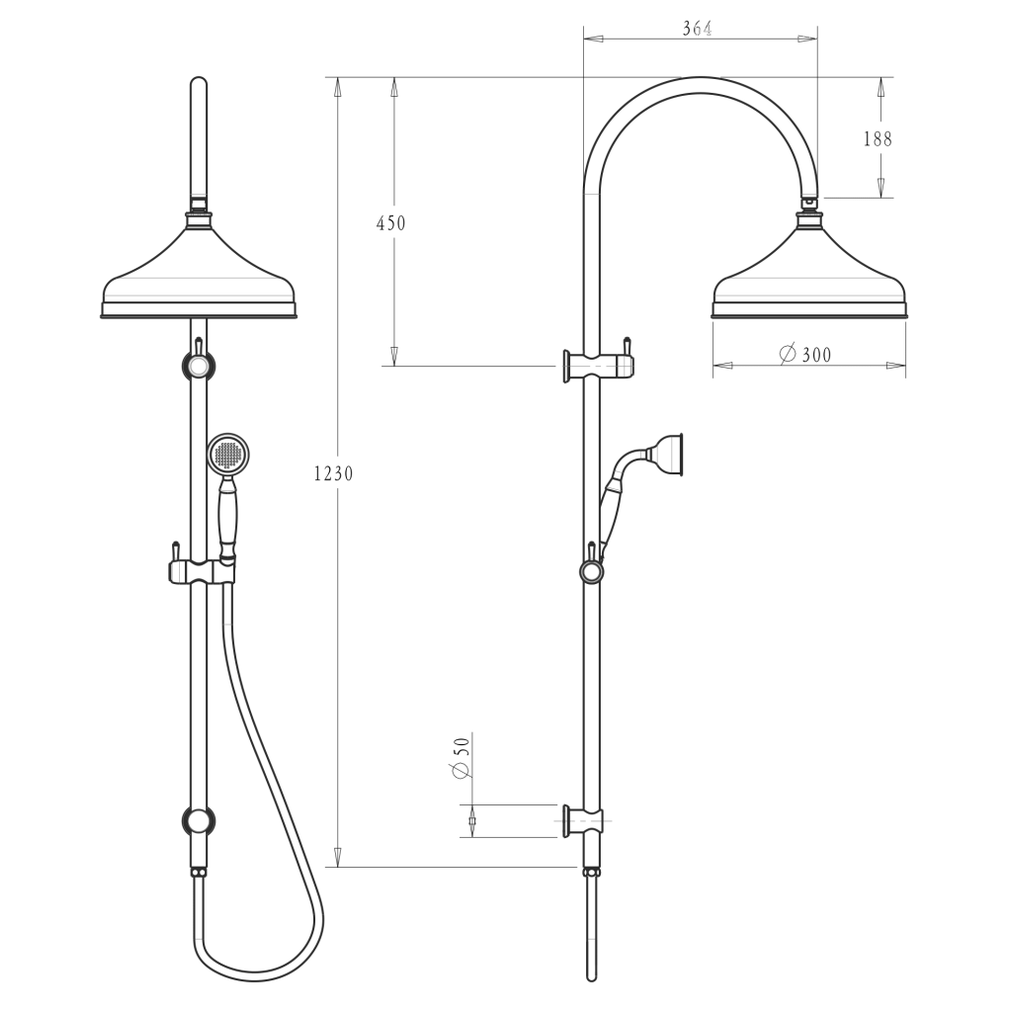 Mica Heritage Dual Shower Rail