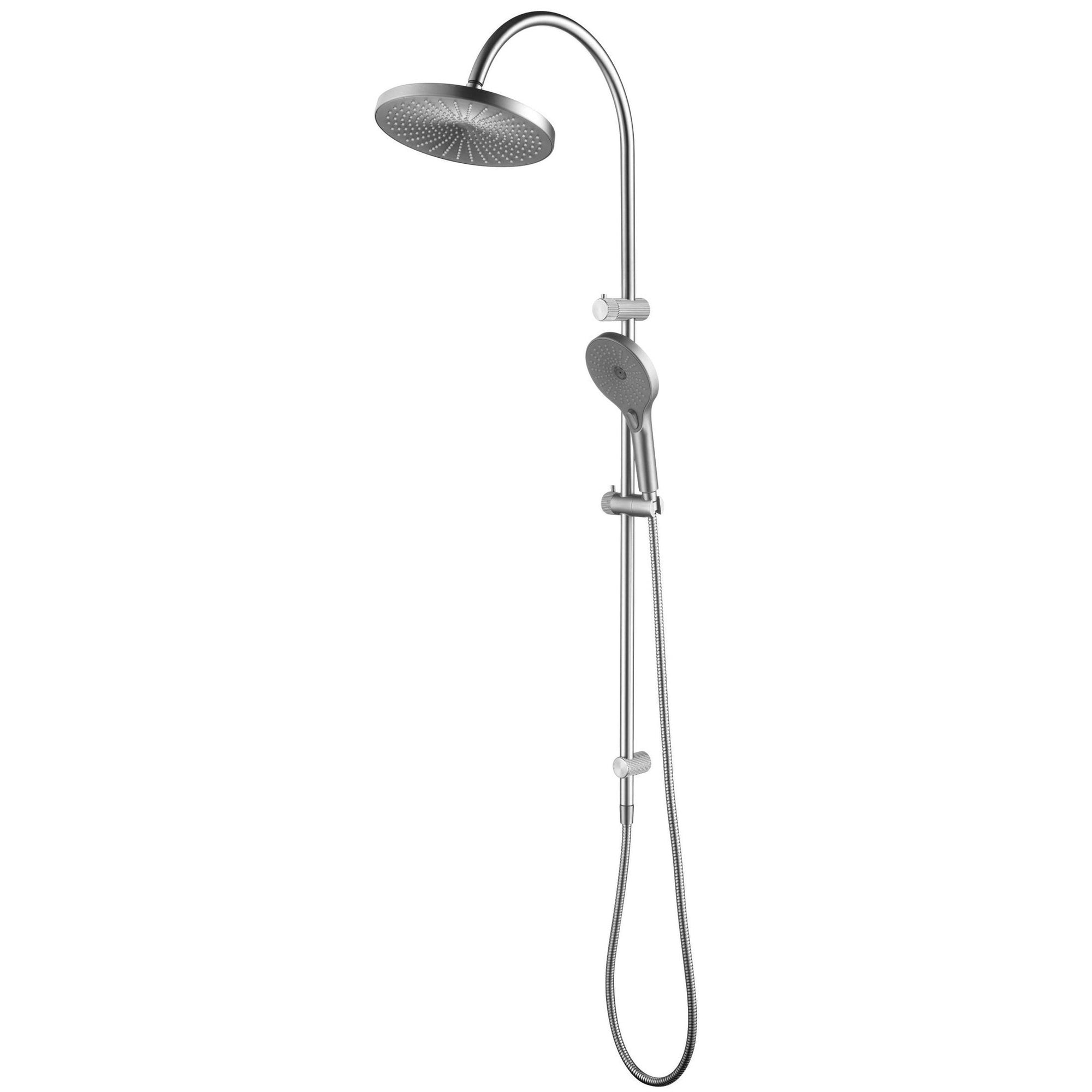Mica Fluted Gooseneck Dual Shower Rail