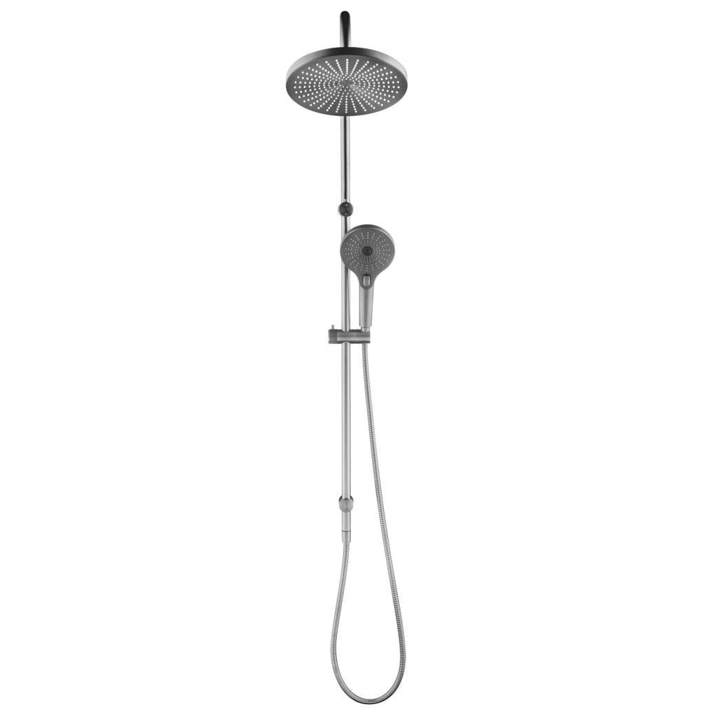 Mica Fluted Gooseneck Dual Shower Rail