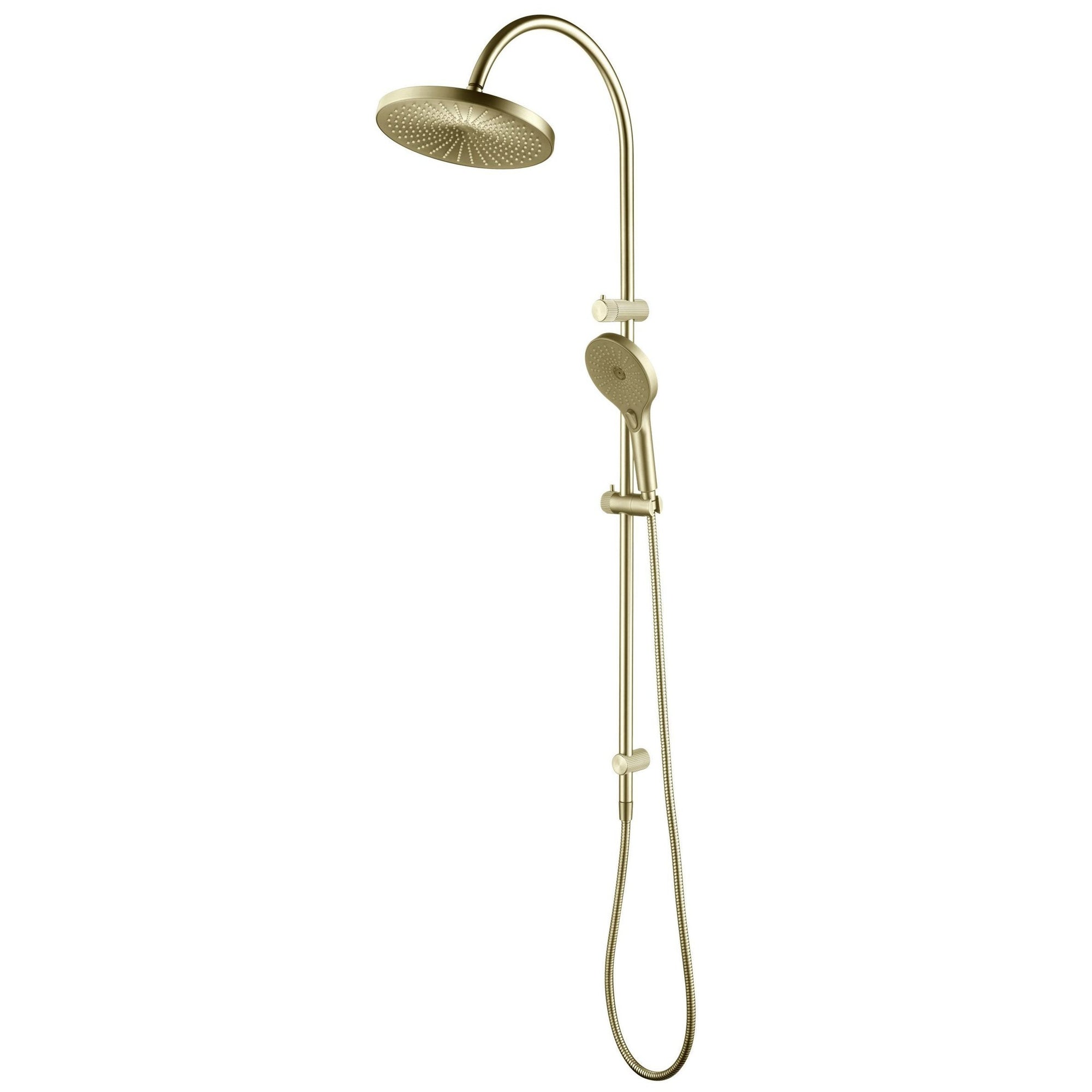 Mica Fluted Gooseneck Dual Shower Rail
