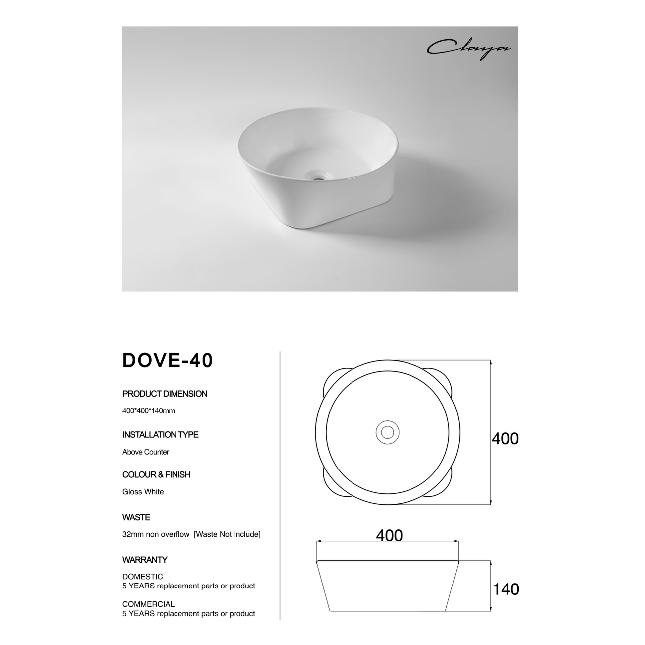 Dove-40 at Blue Bathware