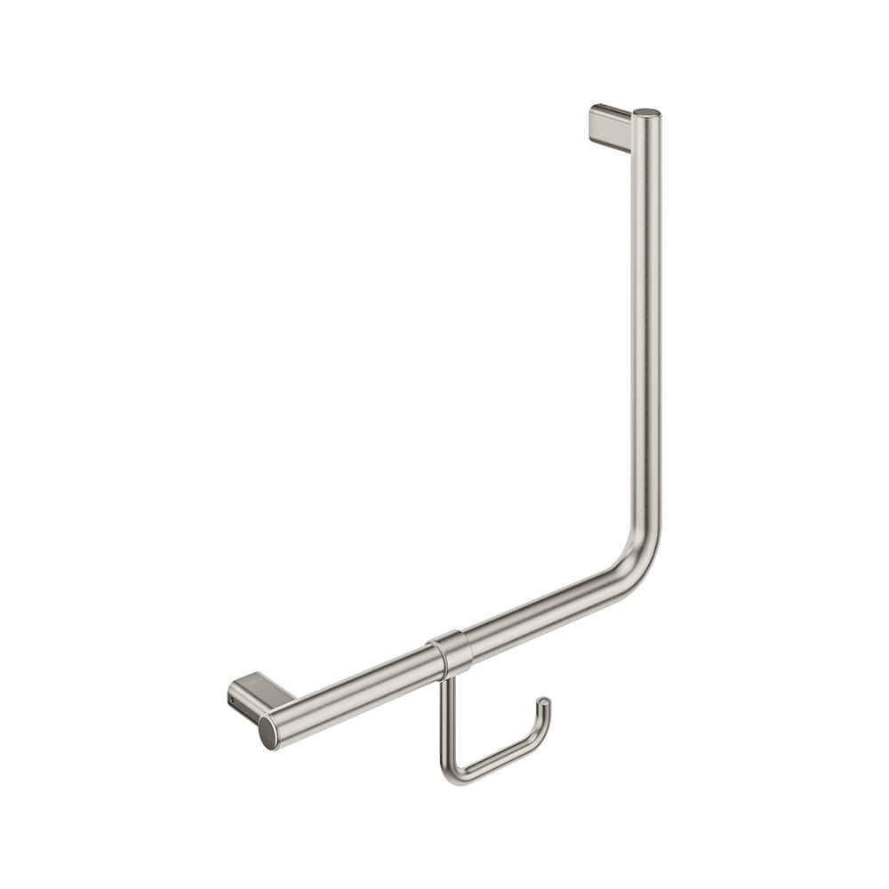 90° Care Slimline Ambulant Care Hand Grab Rail, Brushed Nickel