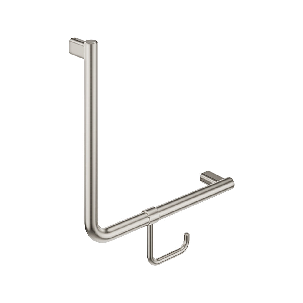 90° Care Slimline Ambulant Care Hand Grab Rail, Brushed Nickel